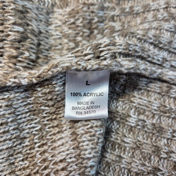 Jason Maxwell Large Heathered Tan White Open Longsleeve Fall Cardigan Sweater - Picture 9 of 10